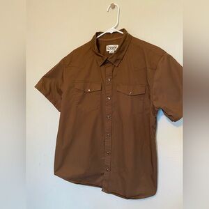 Men's Empyre Brown Pearl Snap Short Sleeve Shirt